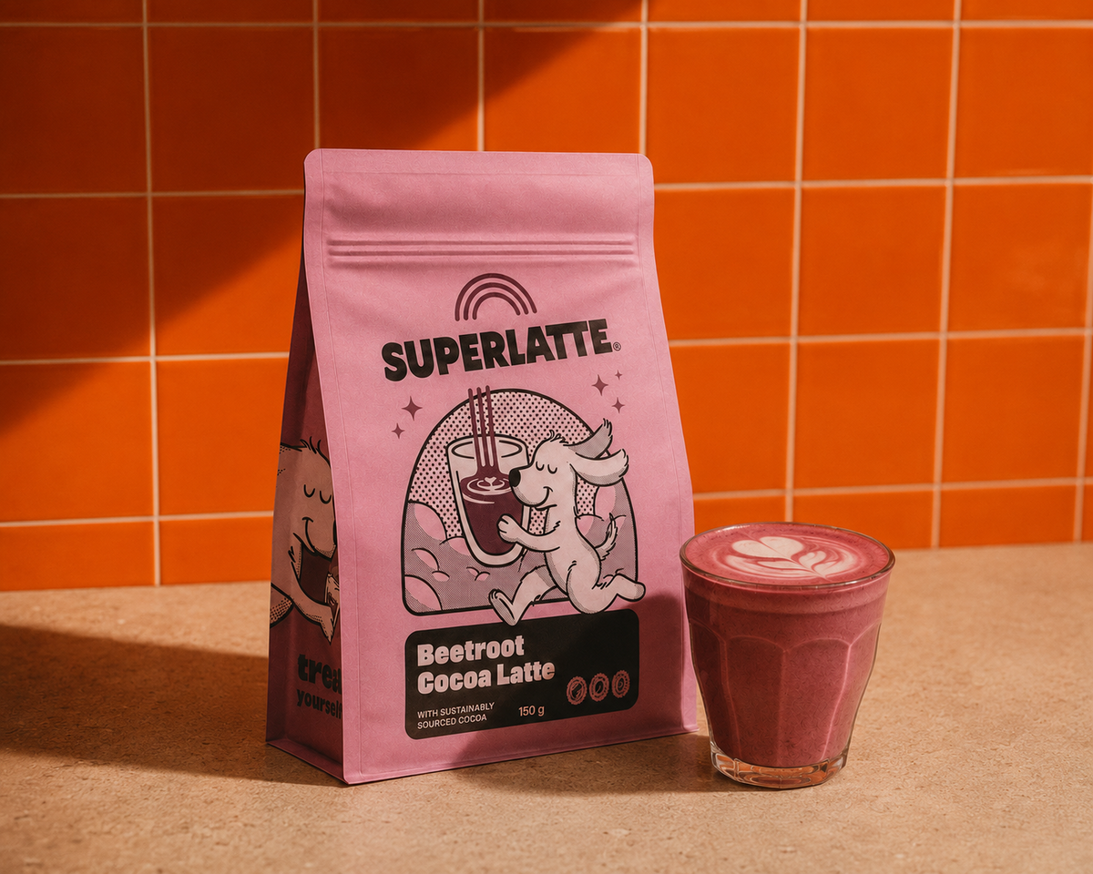 Superlatte Beetroot Cocoa Latte 150 g pouch with beetroot cocoa latte